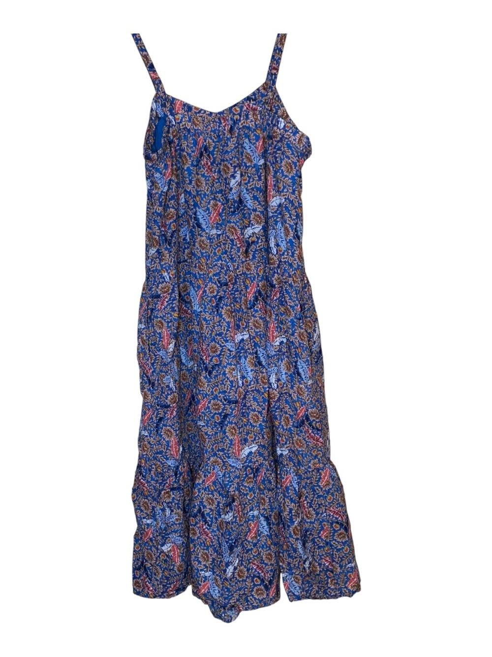 KNOX ROSE Boho Dress Floral Rayon Midi Spaghetti Straps Tiered Summer Size XS